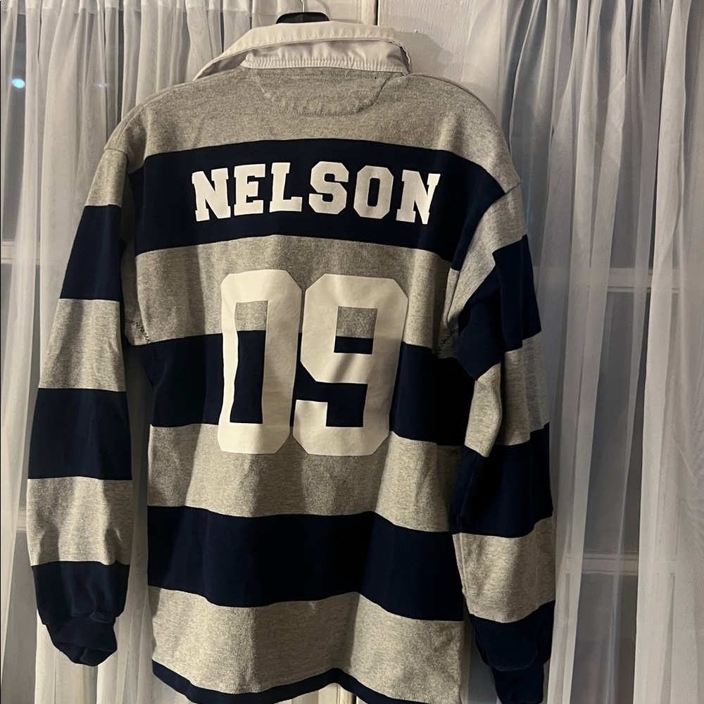 Barbarian Navy and Gray Striped Rugby Polo Shirt Men’s Medium - Picture 10 of 10